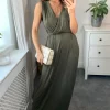 Sleeveless Wrap Maxi Dress In Khaki -UK Skirt Sales 2023 Signane Naomi 15.06.2239