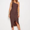 Brown One Shoulder Wrap Bodycon -UK Skirt Sales 2023 True Violet 17 05 2234548