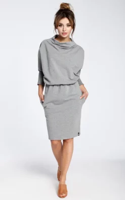 Grey Dress With A Knee Length Pencil Skirt -UK Skirt Sales 2023 b032 grey 2
