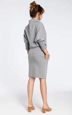 Grey Dress With A Knee Length Pencil Skirt -UK Skirt Sales 2023 b032 grey 3