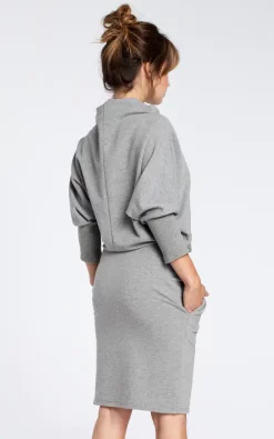 Grey Dress With A Knee Length Pencil Skirt -UK Skirt Sales 2023 b032 grey 4