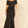 Bardot Off Shoulder Maxi Dress Black