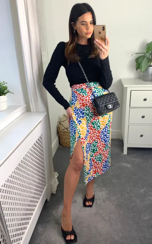 Multicolored Block Leopard Midi Wrap Skirt -UK Skirt Sales 2023 d.anna naomi 17.02.2261