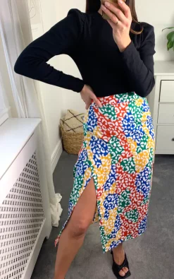 Multicolored Block Leopard Midi Wrap Skirt -UK Skirt Sales 2023 d.anna naomi 17.02.2265