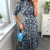 High Neck Floral Print With 3/4 Smock Sleeves Tiered Dress In Navy/Black 1 High Neck Floral Print With 3/4 Smock Sleeves Tiered Dress In Navy/Black -UK Skirt Sales 2023 d.anna naomi 29.04.2211