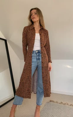 Dana Leopard Print Shirt Dress With Belt Tan -UK Skirt Sales 2023 image 162