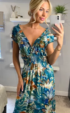 Multi Green Floral V Neck Cap Sleeve Maxi Dress 8 Multi Green Floral V Neck Cap Sleeve Maxi Dress -UK Skirt Sales 2023 izabel sasha 04.07.2222