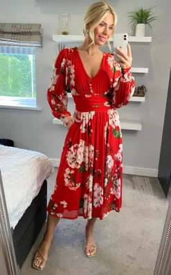 Jolie Moi Gianna Long Sleeve Mesh Midi Dress, Red Floral 8 Jolie Moi Gianna Long Sleeve Mesh Midi Dress, Red Floral -UK Skirt Sales 2023 joliemoi sasha 20.04.2246 2