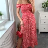 Apricot Red Floral Print Shirred Maxi Dress 2 Apricot Red Floral Print Shirred Maxi Dress -UK Skirt Sales 2023 naomi apricot 06.04.2267