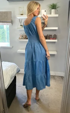 Plain Sleeveless Light Wash Bardot Maxi Dress -UK Skirt Sales 2023 sasha kurtmuller 02.04.2278