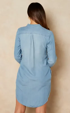 Long Sleeve Denim Shirt Dress In Light Blue -UK Skirt Sales 2023 vERAmODA Namoi 10.02.2012182