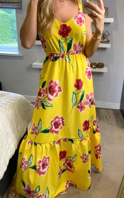 Yumi Oversized Floral Maxi Dress In Yellow -UK Skirt Sales 2023 yumi sasha 20.04.2227